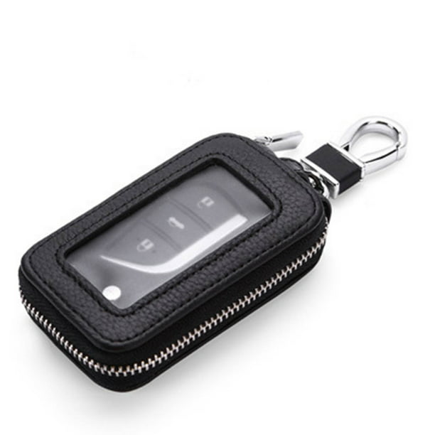 Black and chrome Universal Leather Keyring Keychain